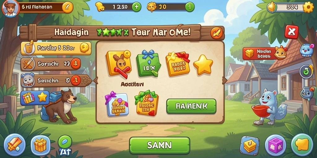 Grafis karakter yang berwarna-warni dan menarik.